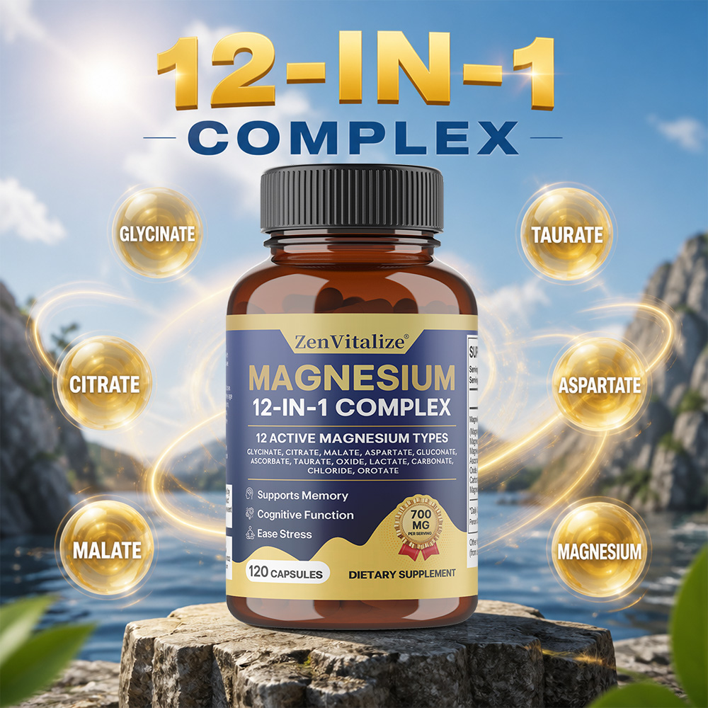 Magnesium Glycinate Capsule - Kompleks Magnesium 12 dalam 1 Suplemen