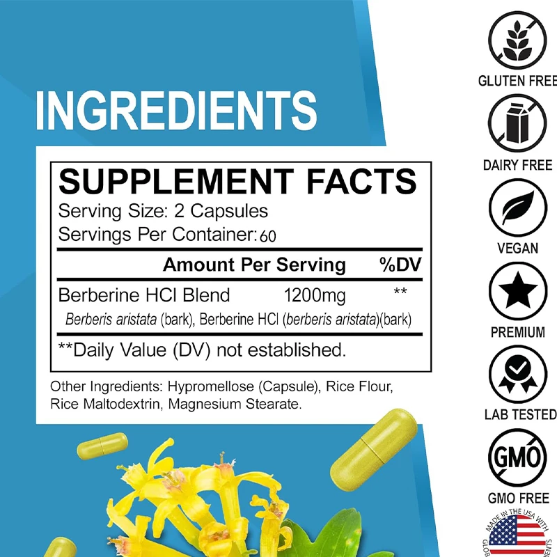 Suplemen HCL 1200mg, Mendukung - Berberine Hcl Capsule ulasan dan harga